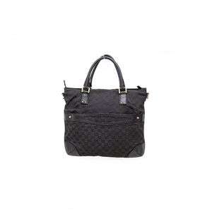 Gucci GG Monogram Classic‎ Black Shoulder Bag Canvas Leather Italy Tote